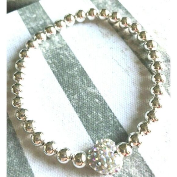 New Rustic 8" Iridescent Fairy Dust Crystal Heart Valentine Beaded Bracelet - Picture 2 of 6